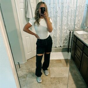 Good American Black baggy wide leg jeans